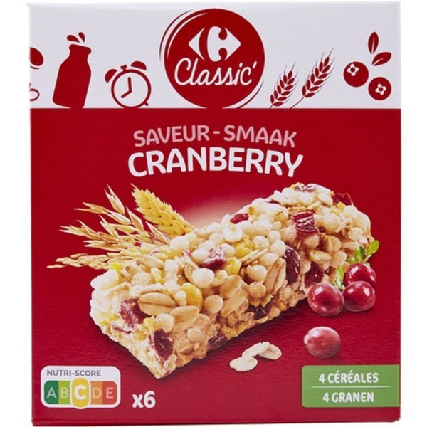 CARREFOUR CRANBERRY CEREAL BARS 125G