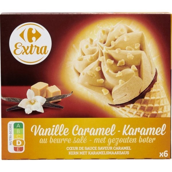 CARREFOUR  6 ΧΩΝΑΚΙΑ ΠΑΓΩΤΟ ΒΑΝΙΛΙΑ ME ΑΛΑΤΙΣΜΕΝΗ ΚΑΡΑΜΕΛΑ 425G