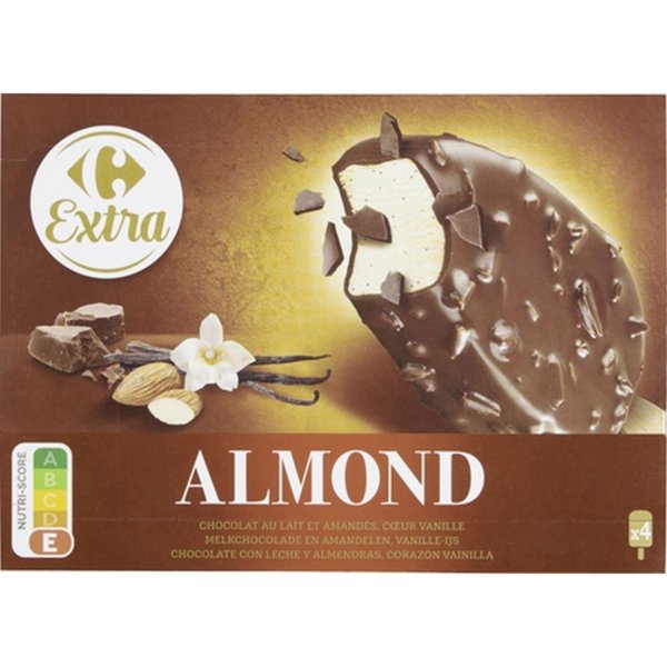 CARREFOUR  4 ΠΑΓΩΤΟ ΞΥΛΑΚΙ ΒΑΝΙΛΙΑ/ΣΟΚΟΛΑΤΑ ΓΑΛΑΚΤΟΣ/ΑΜΥΓΔΑΛΟ 312G